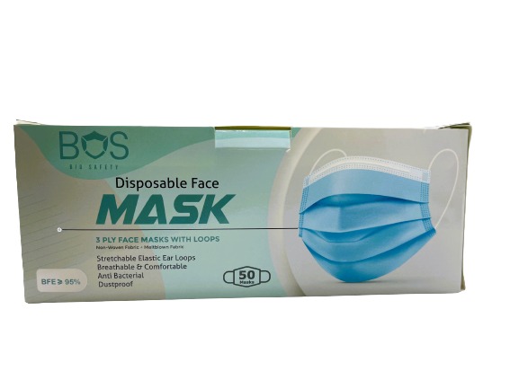 Disposable 3-Layer Face Mask, Blue (Pack of 50) - Case of  50