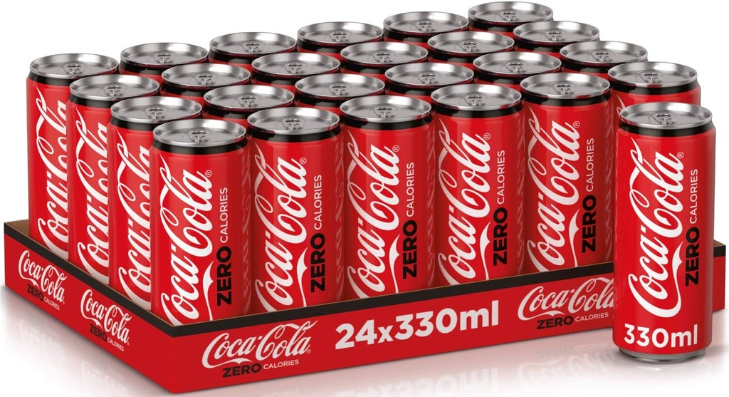 Coca-Cola Zero Soft Drink, Can 330ml (Pack of 24)