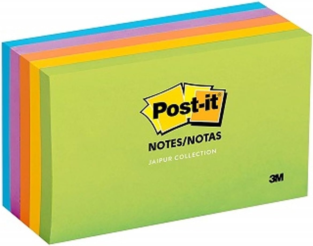 3M 655-5UC Post-it Notes - 3" x 5", 5 Pad/Packet , Ultra Colors