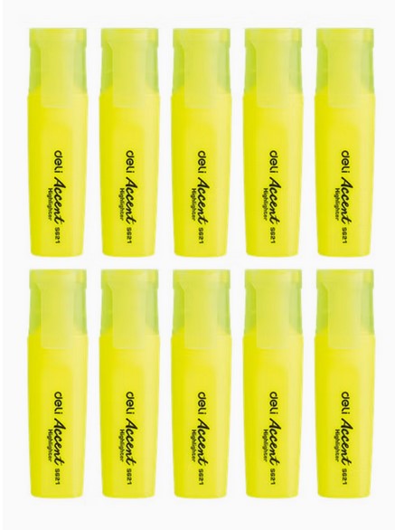 DELI ES621 HIGHLIGHTER YELLOW (Pack of 10)