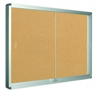 Bi-Office 18XA4 Window Cork Notice Board , Double Door , 100x140 cm