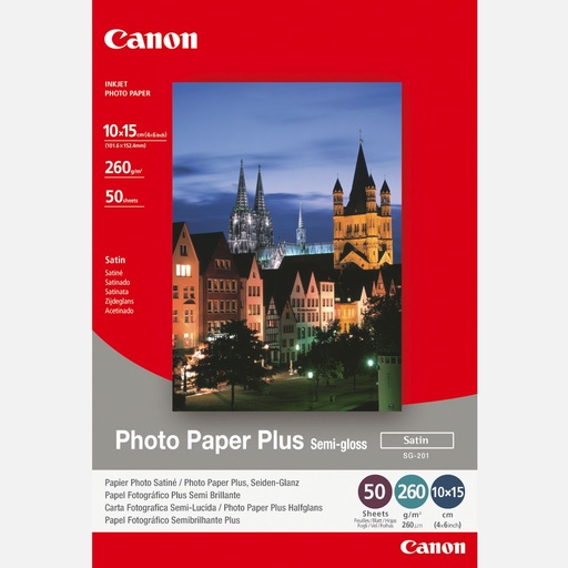 Canon SG-201 Semi-Gloss Photo Paper Plus (10x15cm) 4"x6" - 50 Sheets