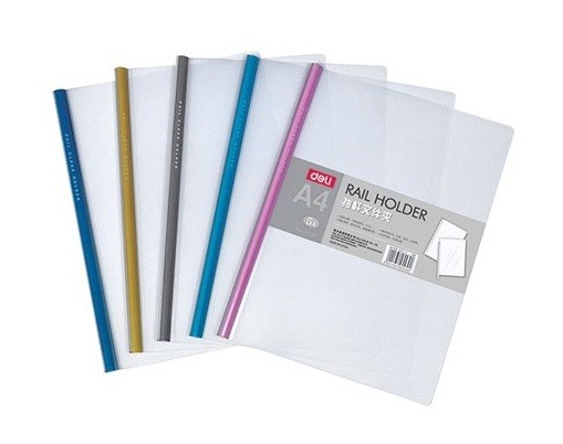 Deli E5530 Sliding Bar Report Covers, A4 Clear/Assorted, (Pack Of 5)