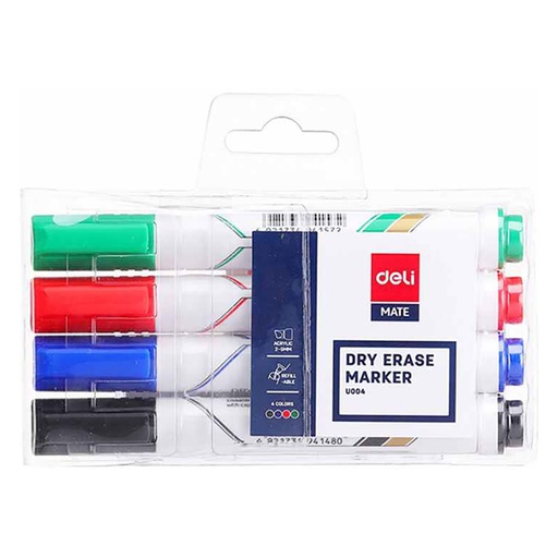 Deli U00403 Dry Erase Whiteboard Marker Set Multicolor (Pack of 4)