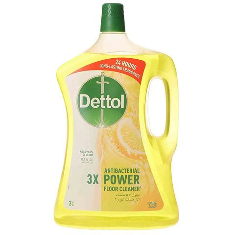 Dettol 3X Antibacterial Power Floor Cleaner, Lemon , 3L