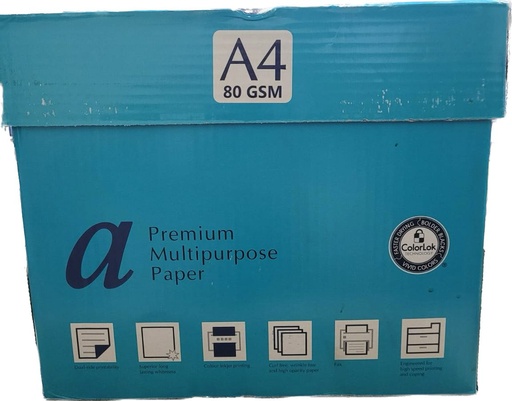 A Premium Multipurpose Photocopy Paper, A4 , 80gsm , 500 sheets/ream , 5 reams/Box