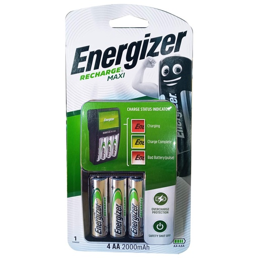 Energizer Maxi NiMH Battery Charger with 4pcs AA Recharge Battery
