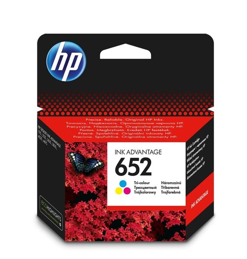 HP 652 Original Ink Advantage Cartridge, Tri-color (F6V24AE)