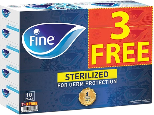 FINE Facial Tissue 130 sheets X 2 Ply, ( 7 + 3 pack FREE)