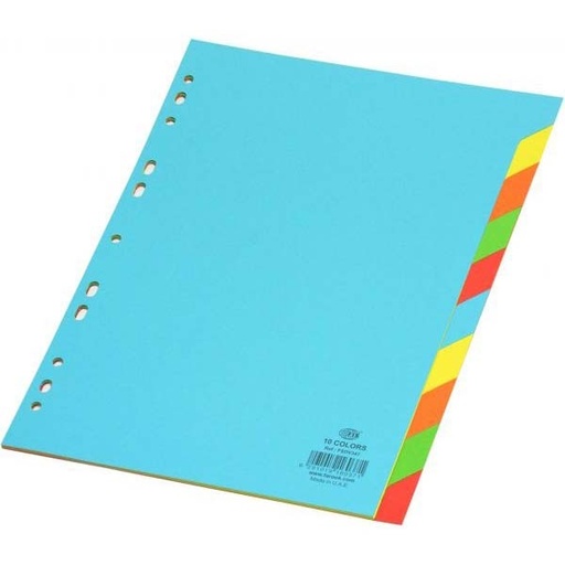 FIS FSDV347 Paper Tab Divider - A4, 160GSM, 10 Color