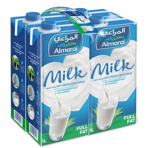 Almarai Long Life UHT Full Fat Milk 1L (Pack of 4)