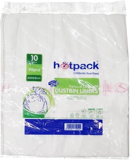 Hotpack Dustbin Liners ,White Garbage bags,10Gal 45x55cm (Pack of 50)