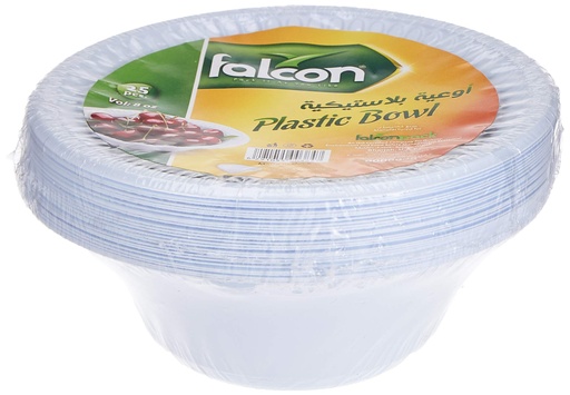 Falcon Plastic Bowl , 8 oz , White ( Pack of  25)