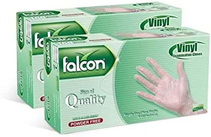 Falcon Vinyl Gloves - Clear Powder Free (Large) (1+1 Offer)