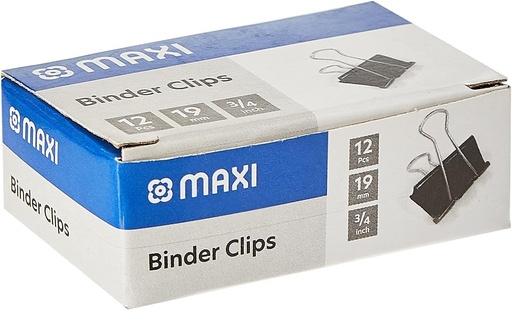 MAXI Binder Clips, 19mm (12pcs) Box of 12