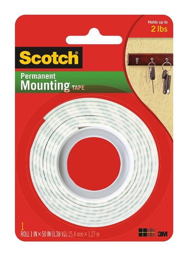 3M 114 Scotch Heavy Duty Mounting Roll - 1" x 50" (Pack of 12)