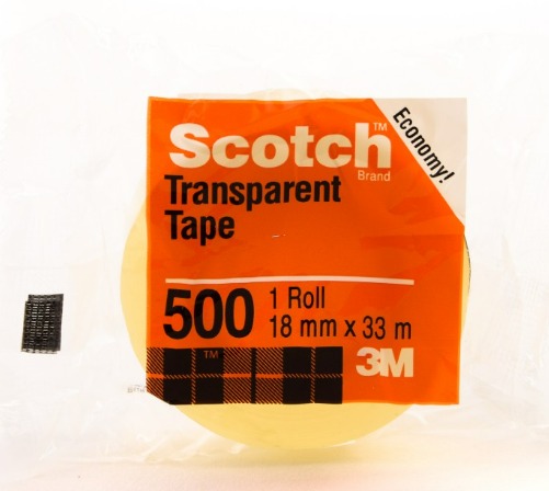 3M 500 Scotch Transparent  Tape-18mm x 33mtr (Pack of  8)