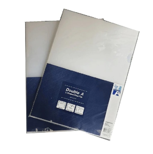 DOUBLE A L SHAPE FOLDER , CLEAR A4 (Pack of 12)