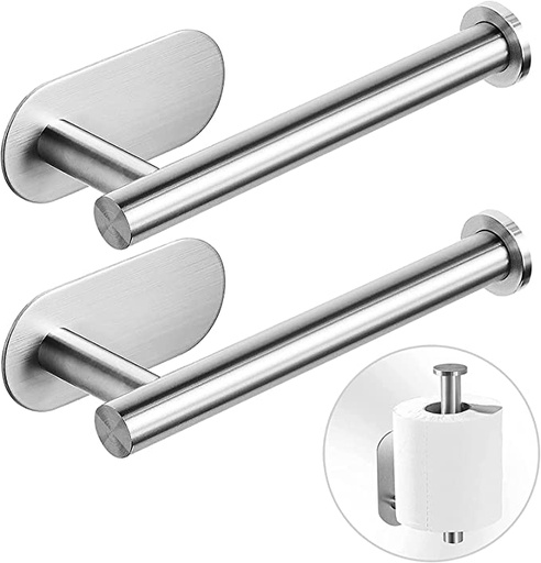 GENERIC Adhesive Toilet Paper Holder - Self Adhesive Toilet Roll Holder for Bathroom Kitchen Stick on Wall Stainless Steel Brushed(Silver-1pc)