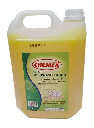 Chemex Super Dishwashing Liquid, Lemon 5 Liters ( Case of  4)