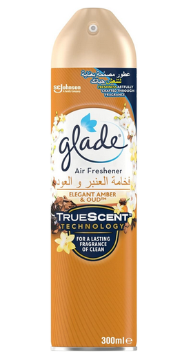 Glade Truescent Air Freshener Spray, Elegant Amber & Oud, 300ml