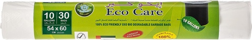ECO-Green Garbage Bag, 30pieces per roll , 10gallons, White (54Cm X 60Cm)