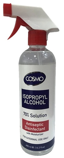 Cosmo Isopropyl Alcohol Solution 70%-480ml , with Spray (Box of 24)