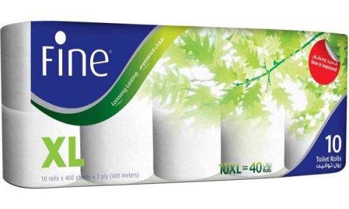 FINE XL Toilet Paper Roll - 2-Ply, 350 Sheets (10 rolls) x Case of 9
