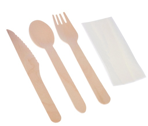 Hotpack  Wooden Cutlery Pack-(Spoon, Fork, Knife, Napkin) 250 Pieces each