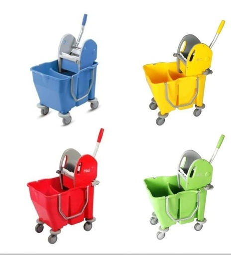 Hygiene System RSMV30 Double Mop Bucket Trolley  with Partition , 18L+ 12L , Assorted Colors
