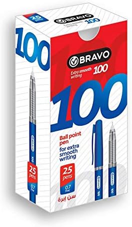 BRAVO 100 Ballpoint Pen , Blue ( Pack of 50) 0.7mm