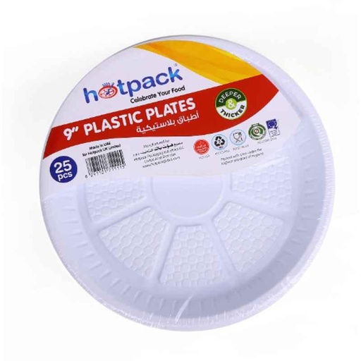 Hotpack Plastic Plate 9", 25 Plates