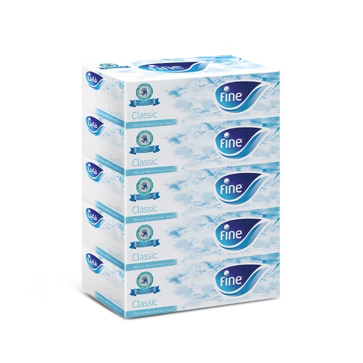 FINE Classic Facial Tissue Box , 2ply , 200 Sheets (Pack of 5)