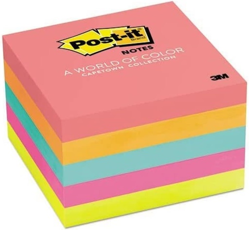 3M 654-5PK Post-it Notes - 3" x 3", Ultra Color, 5 Pad / Packet