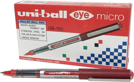 Uni-ball UB-150 Eye Micro Rollerball Pen, 0.5mm, Red (Pack of 12)