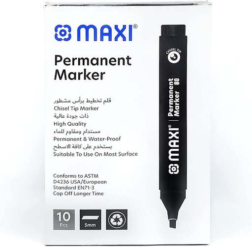 MAXI Permanent Marker, Bullet Tip, Black ( Pack of  10)
