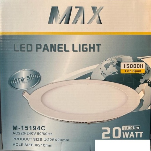 MAX M-15194C PANEL LED LIGHT 20W , WARM WHITE