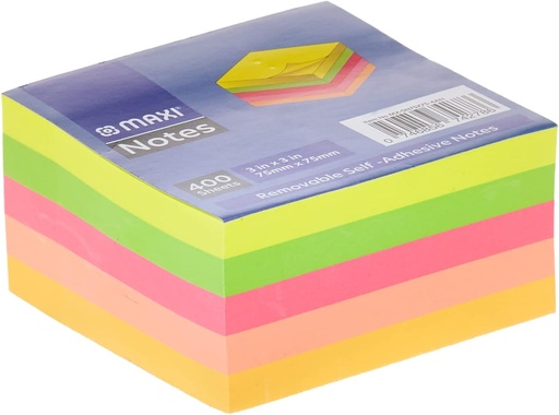 Maxi MX-SN75X75-4AN Sticky Notes , 3 x 3" Assorted Neon Color 400 Sheets