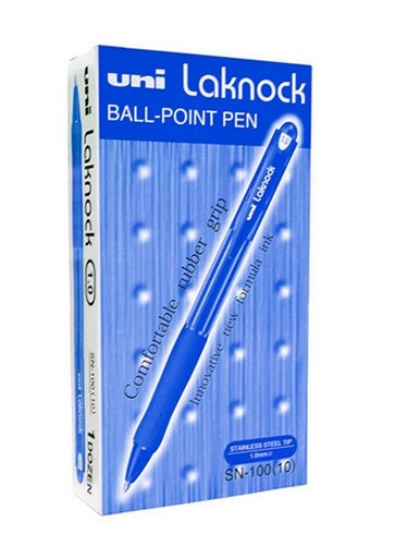 Uni-Ball SN100 Laknock , Retractable Ball Point Pen - 0.7 mm, Blue, (Pack of 12)