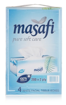 Masafi 2 Ply Facial Tissues White 170 Sheets (Pack of 4) Promo Offer