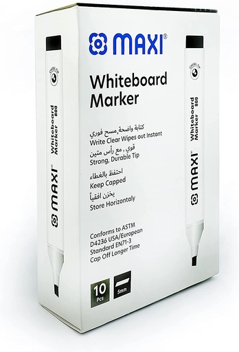 Maxi MX-800BL10 Chisel Tip Whiteboard Marker, Black (Pack of 10)