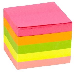 Modest M56540N Sticky Notes - 3" x 3", Assorted Color, 100 Sheets, 5 Pads/Packet (Pack of 12)