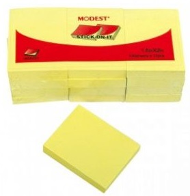 Modest MS 653 Stick-On-It Notes - 1.5" x 2", 100 Sheets, 12 Pads / Pack