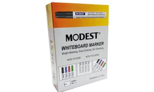 Modest MS 823 Chisel Tip Whiteboard Marker, Black (Pack of 12)