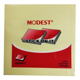 Modest MS654Y Sticky Notes - 3" x 3", Yellow, 100 Sheets/Pad (Pack of 12)