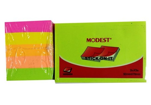 Modest MS6560N stick on it post it pads 2"x3" (Neon colors,  5pads/pack)