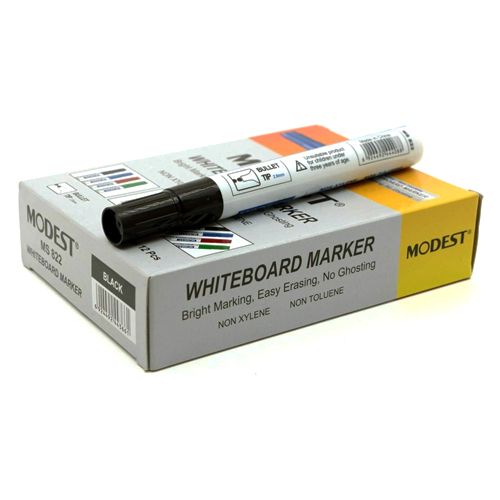 Modest MS822 Fine Point Whiteboard Marker, Black (Pack of 12)