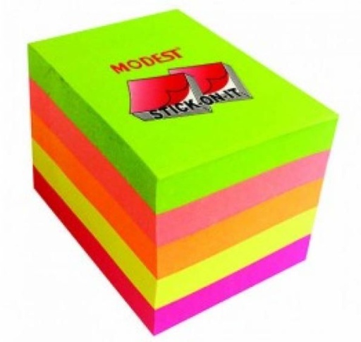 Modest MS653ON Sticky Notes - 1.5" x 2", Neon Colors, 5 Pads/Set