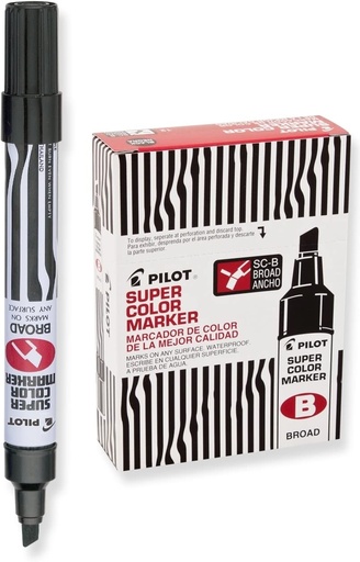 PILOT Super Color Marker , Black ( Pack of 12)