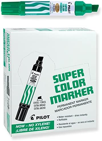 PILOT Super Color Marker , Green ( Pack of 12)